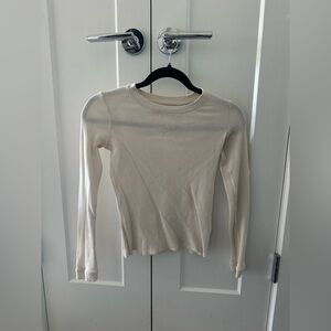 Everlane Cream Ribbed Long-Sleeve Crewneck